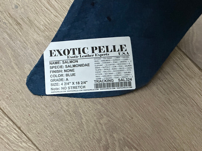 Blue Genuine Salmon Leather Hide Real Exotic Fish Skin King Sockeye tilapia 324