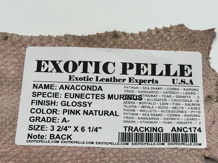 PINK Natural Genuine Anaconda Snake skin Leather real hide python boa rattle 174