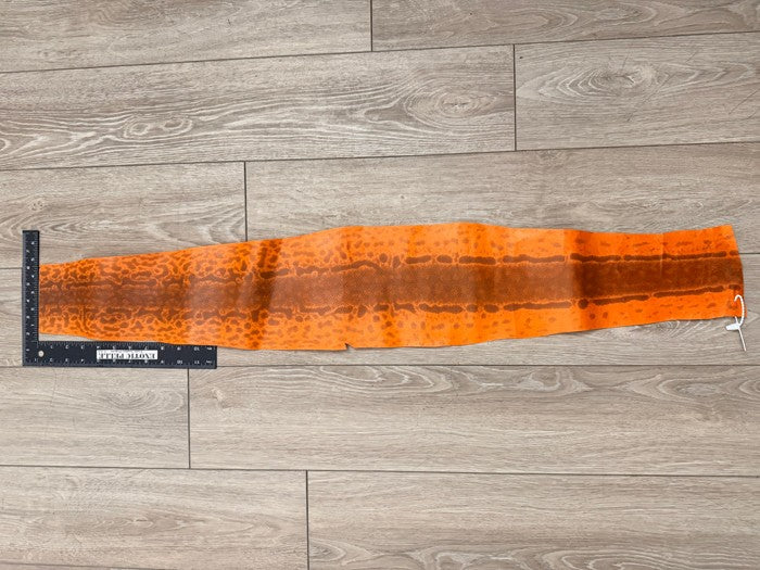 Large Orange Natural Pattern Glossy Genuine Karung Snake Leather KRG510 product photo 2