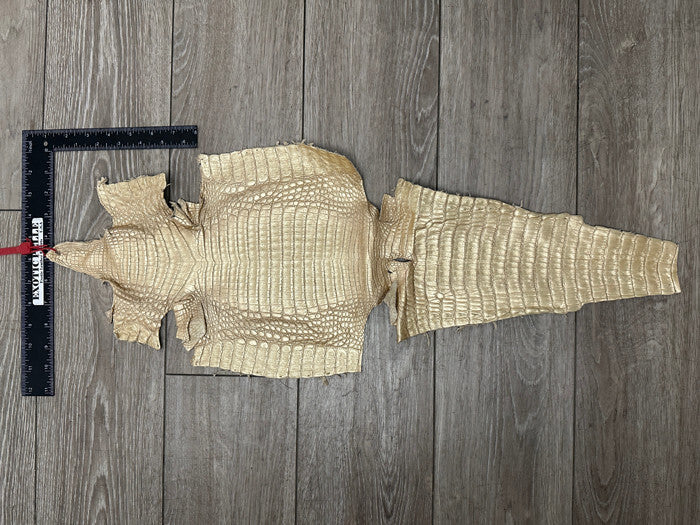 Gold Rose Genuine Caiman Crocodile belly Hide Leather Skin real alligator Croc 4