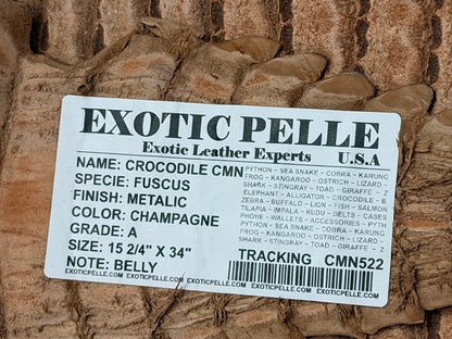Champagne Metallic Genuine Caiman Crocodile Leather product photo 4