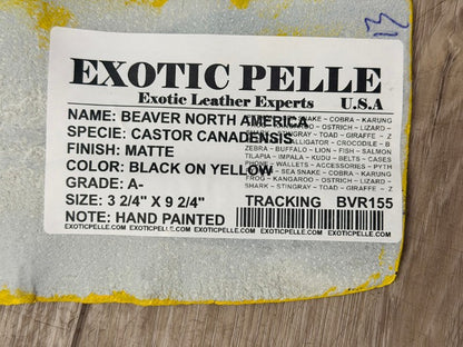 Black On Yellow Painted Matte Genuine North American Beaver Tail Leather 155 product photo 3