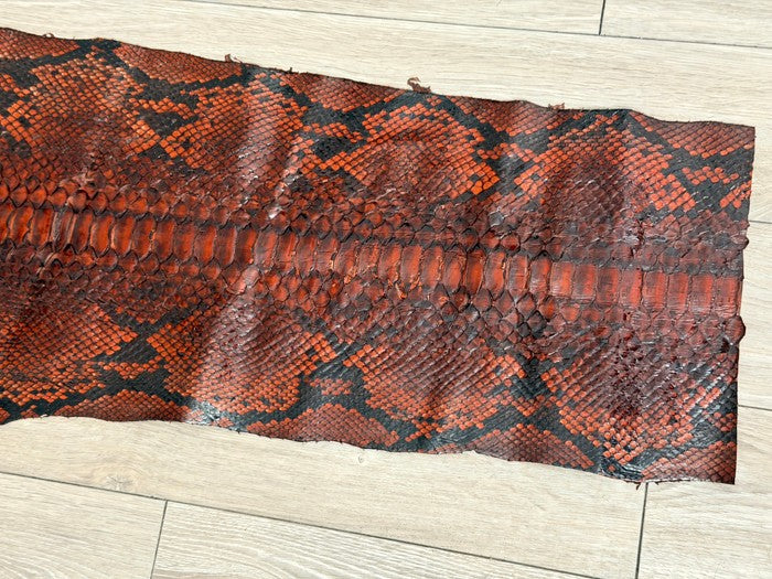 XXL Mahogany Natural Pattern Glossy Rustic Genuine Reticulated Python Snake Leather 628 product photo 5