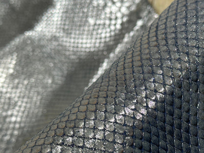 Silver on Blue Metallic Genuine Anaconda Leather 156 product photo 3