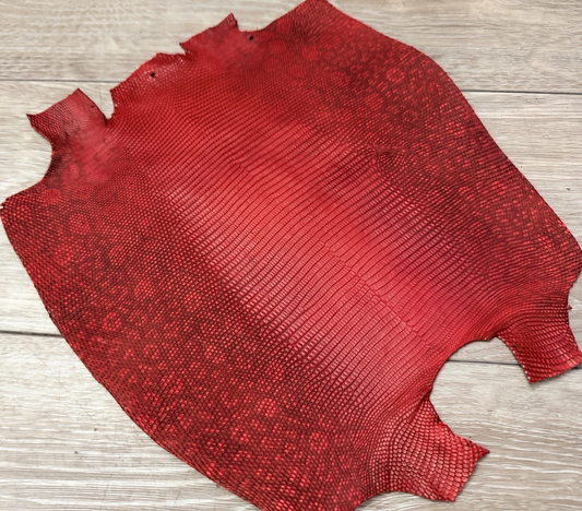 Red Natural Pattern Genuine Water Monitor Java Ring Lizard Leather 299 product photo 1