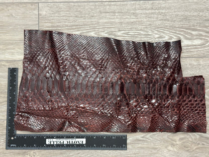 Wine Genuine Python Remnant Snakeskin Leather real scrap hide snake skin boa 296