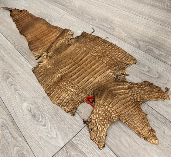 Copper Satin Genuine Caiman Crocodile Leather CMN653 product photo 1