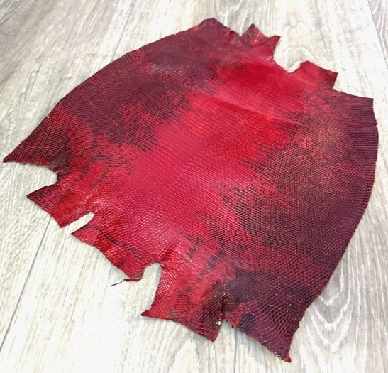 Red Natural Genuine Ring Lizard Leather Hide Exotic Skin Teju Tegu Iguana 229