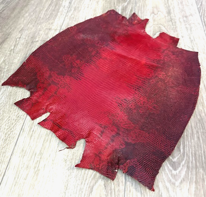 Red Natural Genuine Ring Lizard Leather Hide Exotic Skin Teju Tegu Iguana 229