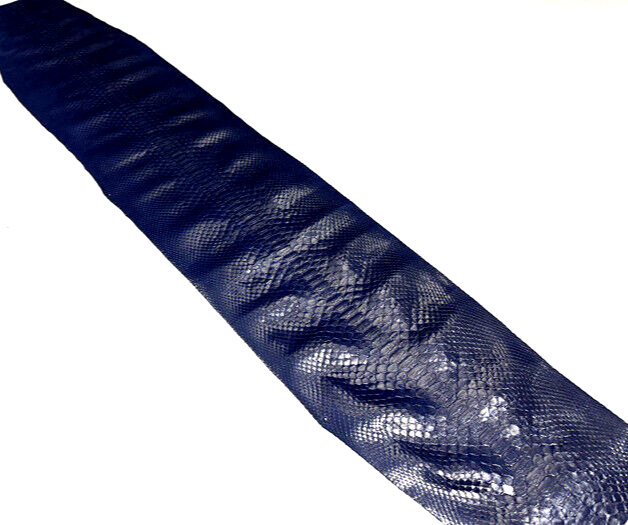 Blue Navy Glossy Genuine Python Leather Belly 495 product photo 1