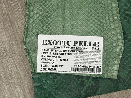 Green Big Genuine Python Snakeskin Leather jumbo real hide snake skin rattle 302