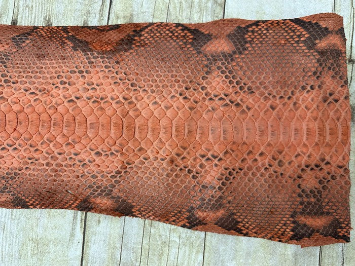 Genuine Orange Python Remnant Piece Snakeskin Leather real hide snake skin 212