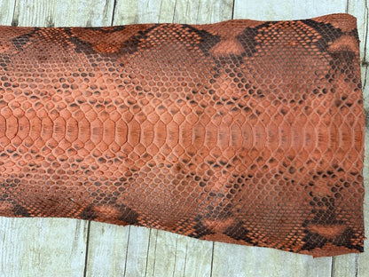Genuine Orange Python Remnant Piece Snakeskin Leather real hide snake skin 212