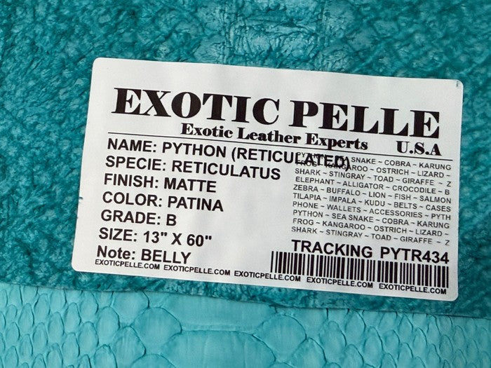 Blue Patina Genuine Reticulated Python Snake Leather Matte 432 product photo 7