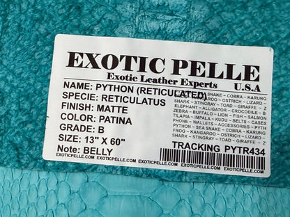 Blue Patina Genuine Reticulated Python Snake Leather Matte 432 product photo 7
