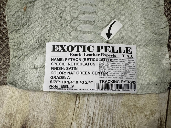 Green center Big Genuine Python Snakeskin Leather real hide snake skin Jumbo 205