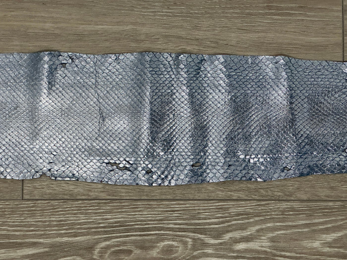 Silver on Blue Genuine Anaconda Leather real hide snake skin python boa rattle 7