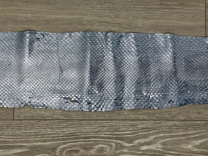 Silver on Blue Genuine Anaconda Leather real hide snake skin python boa rattle 7