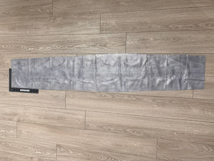 Silver On Gray Metallic Genuine Reticulated Python Snake Leather 445 product photo 2