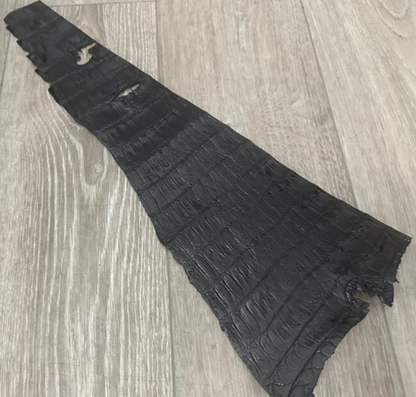 Black Glossy Genuine Caiman Crocodile Tail Leather C207757 product photo 1