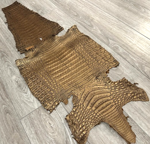 Copper Satin Genuine Caiman Crocodile Leather CMN586 product photo 1