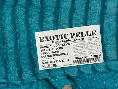Turquoise Satin Genuine Caiman Crocodile Leather product photo 4