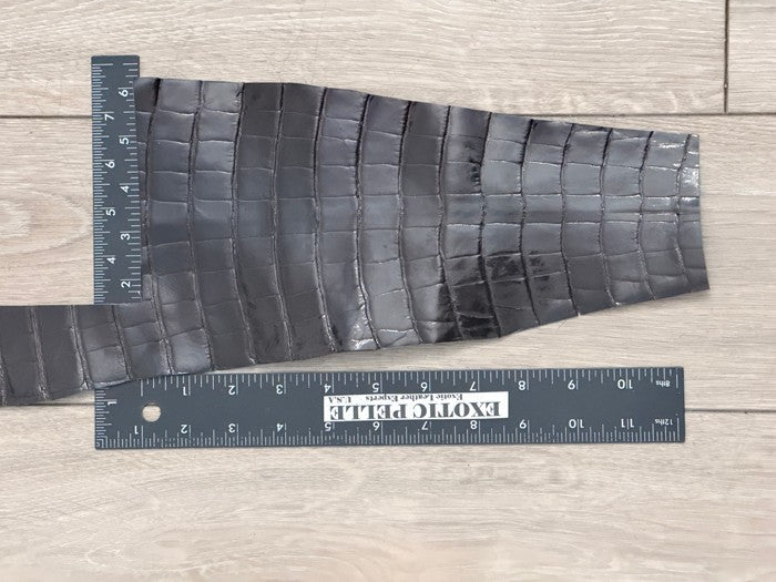 Genuine Alligator Leather - Brown Glossy Belly Cut Tail WYSIWYG 429 product photo 2