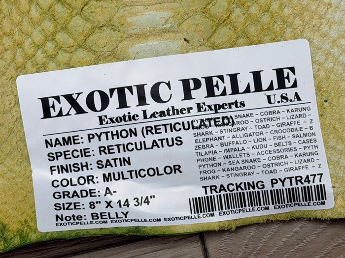 Multicolor Satin Genuine Reticulated Python Snake Leather 477 product photo 4