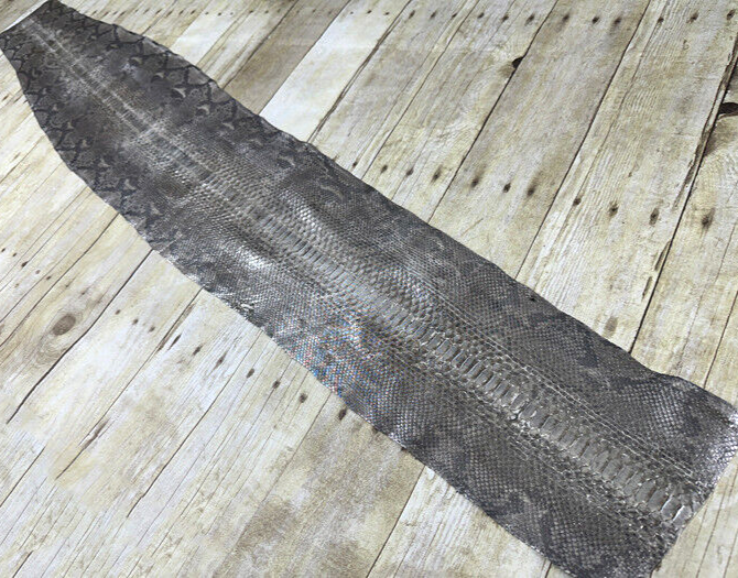 Silver on Natural Genuine Python Remnant piece Leather real hide snake skin 238