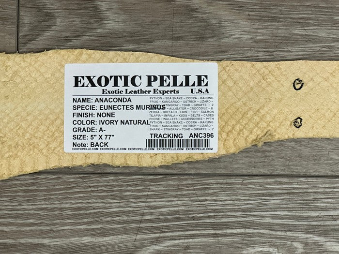 Ivory Natural Tan Anaconda Snake skin Leather real hide python boa rattle 396