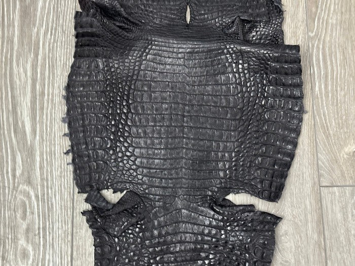 Dark Gray Satin Genuine Caiman Crocodile Leather product photo 3