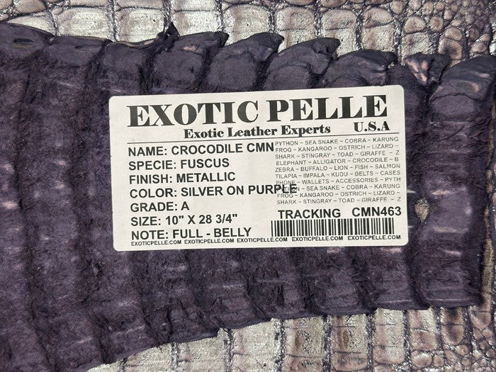 Silver On Purple Metallic Genuine Caiman Crocodile Leather product photo 6