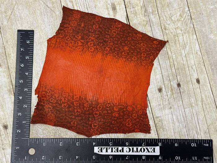 Orange Natural Pattern Semi Gloss Genuine Ring Lizard Leather RLZ233 product photo 2