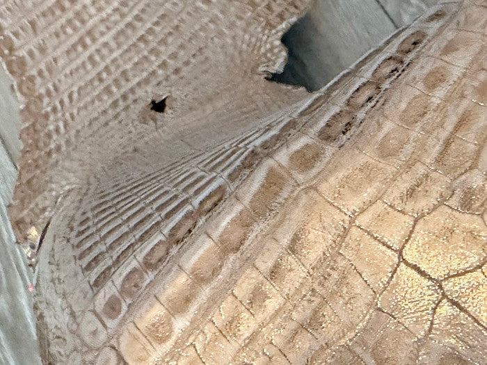 Champagne Metallic Genuine Caiman Crocodile Leather product photo 4