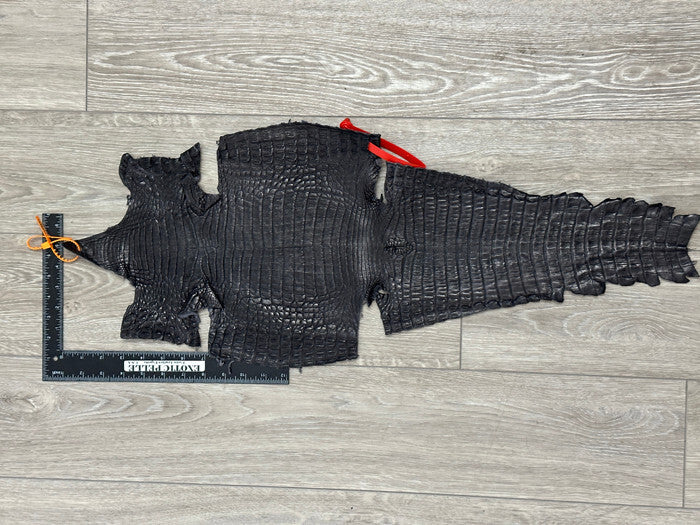 Dark Grey Caiman Crocodile belly Hide Leather Skin real alligator gray Croc 379
