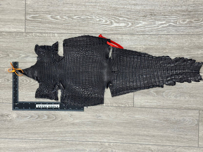 Dark Grey Caiman Crocodile belly Hide Leather Skin real alligator gray Croc 379