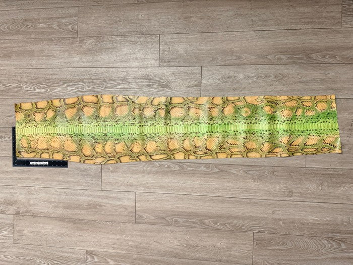 Honey Green Natural Pattern Glossy Genuine Burmese Python Snake Leather 163 product photo 2