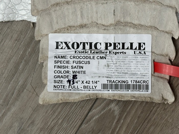 XL White Genuine Caiman Crocodile belly Hide Leather real alligator Croc 784