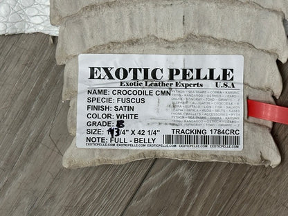 XL White Genuine Caiman Crocodile belly Hide Leather real alligator Croc 784