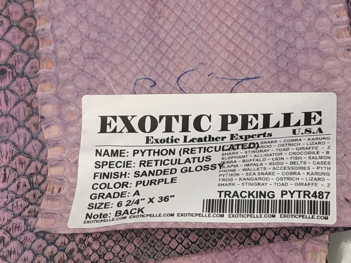 Purple Natural Pattern Sanded Gloss Genuine Reticulated Python Snake Leather 487 product photo 4