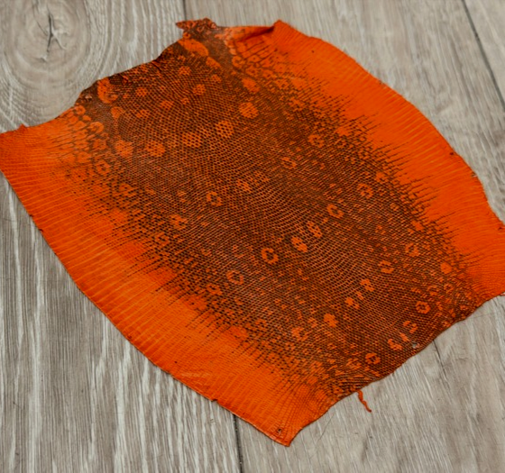 Orange Natural Pattern Satin Genuine Ring Lizard Leather RLZ295 product photo 1