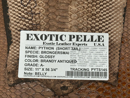 Brandy Genuine Python Leather real brown hide genuine snake skin Rattle tan 145
