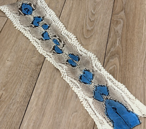 Genuine Reticulated Python Leather Blue Center, product photo 1