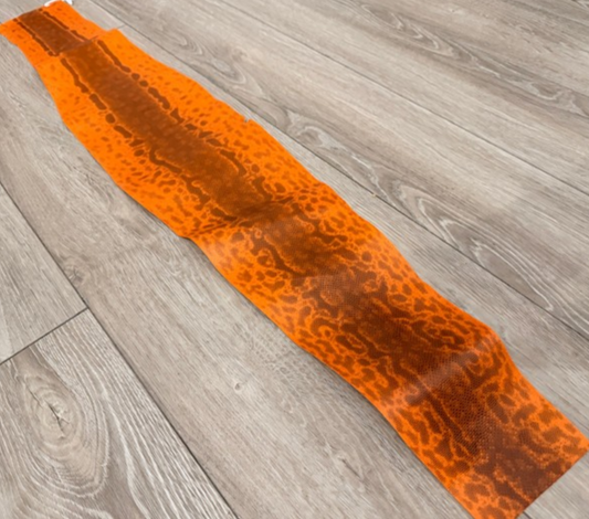 Large Orange Natural Pattern Glossy Genuine Karung Snake Leather KRG510 product photo 1