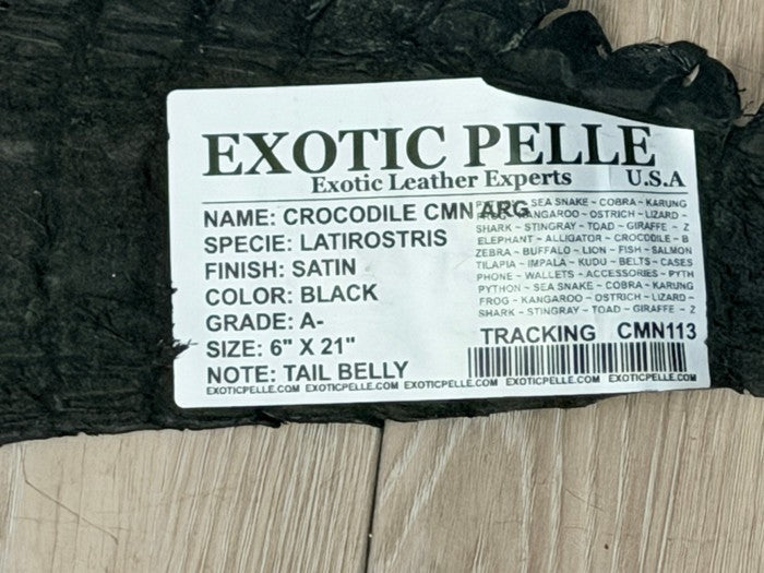 Black Satin Genuine Caiman Crocodile Leather CMN113 product photo 3