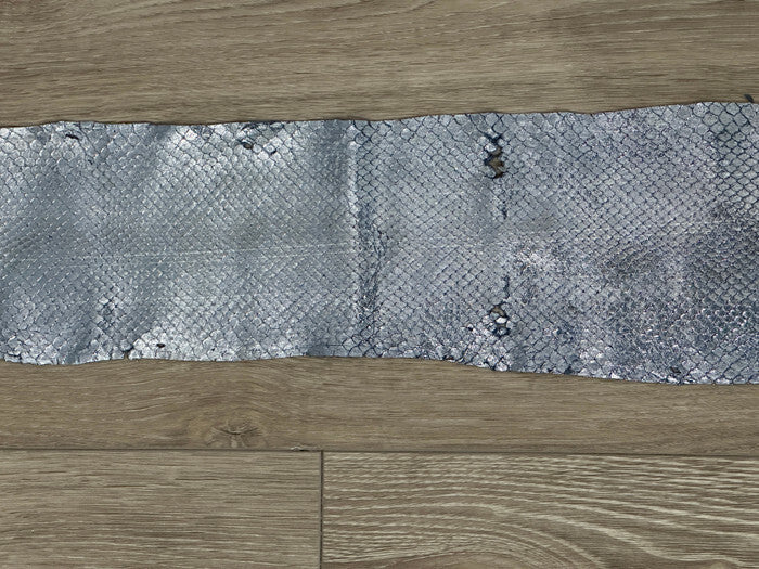 Silver on Blue Genuine Anaconda Leather real hide snake skin python boa rattle 7