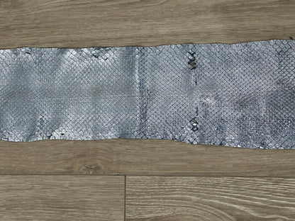 Silver on Blue Genuine Anaconda Leather real hide snake skin python boa rattle 7