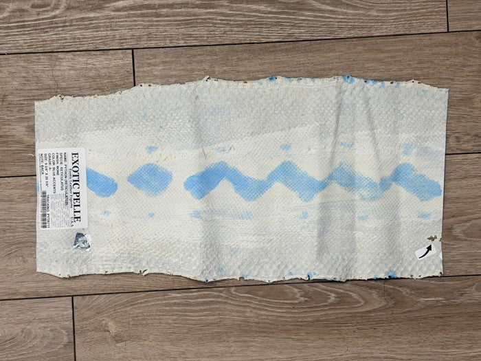 Genuine Reticulated Python Leather Natural With Blue Highlights, product photo 3