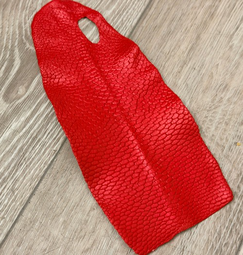 Red Painted Matte Genuine North American Beaver Tail Leather 161 product photo 1