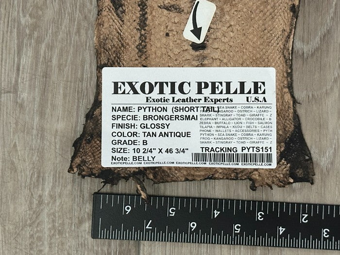 TAN Genuine Python Snakeskin Leather real hide snake skin Rattle Boa 151